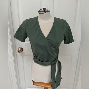 Twik Olive Green False Wrap crop Top size large